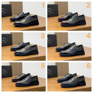 Prada men's stylish lace-up casual leather shoes