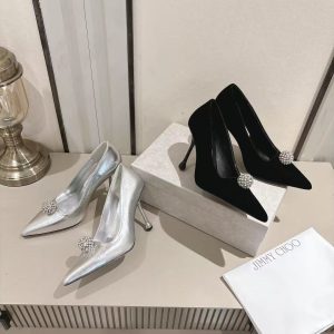 Jimmy Choo's new ladies' fashionable genuine leather soft and delicate all-match high heels