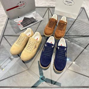 Prada's new men's low-top mercerized matte leather fashionable and versatile trendy sports casual shoes