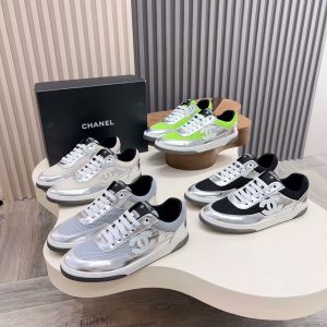 Chanel's new men's fashion mesh color matching reflective edge material comfortable breathable sports casual shoes