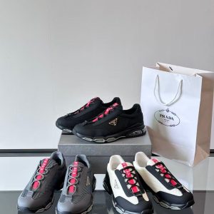 Prada's new men's fashionable and versatile air cushion bottom leather sports casual shoes