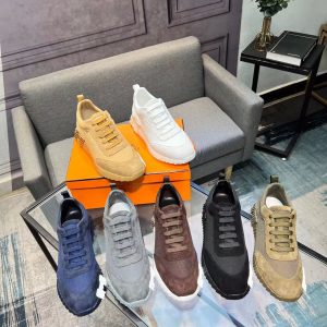 Hermes new men's fashion trend leather stitching sports casual shoes