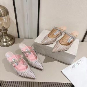 Jimmy Choo new women's pointed rhinestone high heels fashionable versatile sandals