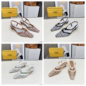 Fendi's new ladies' fashionable and versatile color matching genuine leather high heels