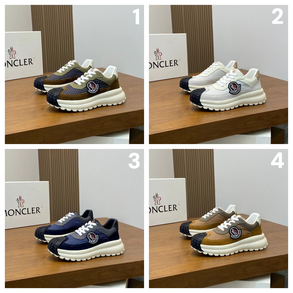 Moncler new men's breathable mesh leather sports casual shoes