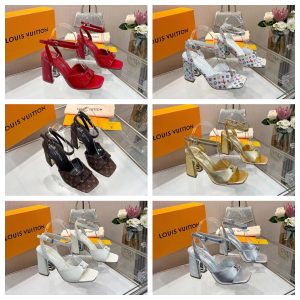 Louis Vuitton new fashion versatile trend casual ladies leather high heels
