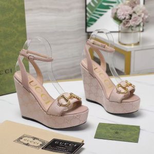 Gucci new ladies' fashion trend all-match genuine leather casual high-heeled sandals