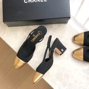 Chanel's new ladies' fashionable and versatile exquisite and elegant leather line lining comfortable thick heel sandals