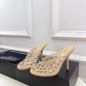 Alexander King's new fashion all-match ladies' rhinestone mesh high-heeled closed-toe slippers