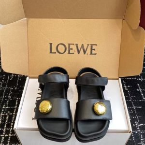 Loewe's new fashion ladies' fashionable and versatile golden pebble casual slippers