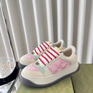 Gucci new men's and women's fashion all-match leather custom fabric lining two-color rubber outsole casual shoes