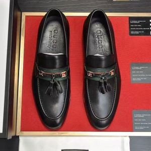 Gucci's new men's popular business fashion versatile comfortable bright leather loafers