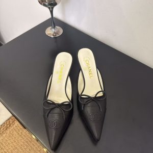 Chanel's new women's popular genuine leather fashionable and versatile comfortable high heels