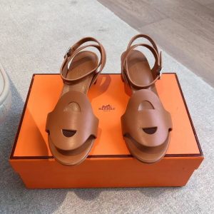 Hermès new women's popular series fashionable and versatile comfortable leather high-heeled sandals