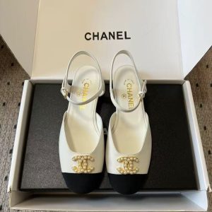Chanel new women's trendy fashion genuine leather comfortable small square head flat sandals