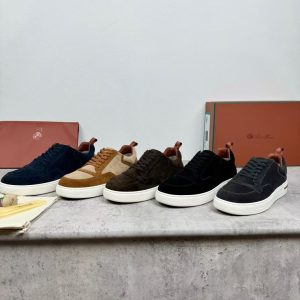 Loyo Pia new men's fashion cowhide lychee pattern stitching suede versatile casual shoes