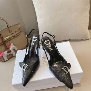 Dior new women's fashion comfortable versatile genuine leather breathable top high heels