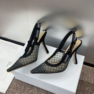 Dior new women's fashion high-end comfortable versatile breathable lace mesh high heels