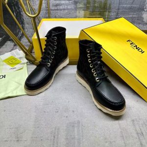 Fendi's new men's trendy high-end comfortable and versatile breathable genuine leather casual short boots