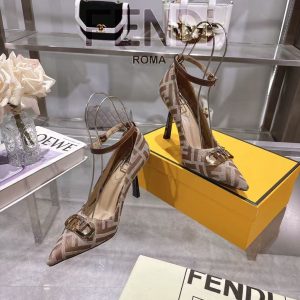 Fendi's new women's trendy high-end comfortable and versatile breathable leather high heels