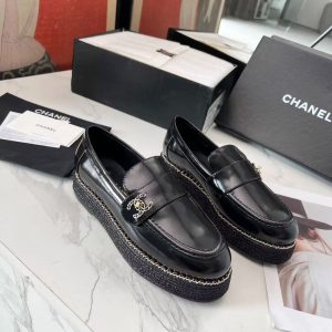 Chanel new women's fashion high-end comfortable versatile genuine leather shiny thick-soled casual shoes