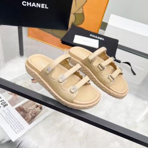 Chanel new women's leather trendy versatile fashion elegant casual flat sandals