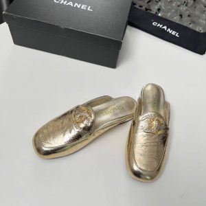 Chanel new women's genuine leather trendy versatile fashion elegant casual short heel half-covered shoes