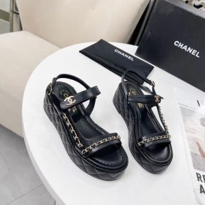 Chanel new women's trendy versatile fashion elegant casual genuine leather thick-soled sandals
