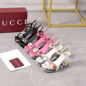 Gucci new ladies' fashion trend all-match genuine leather casual high-heeled sandals