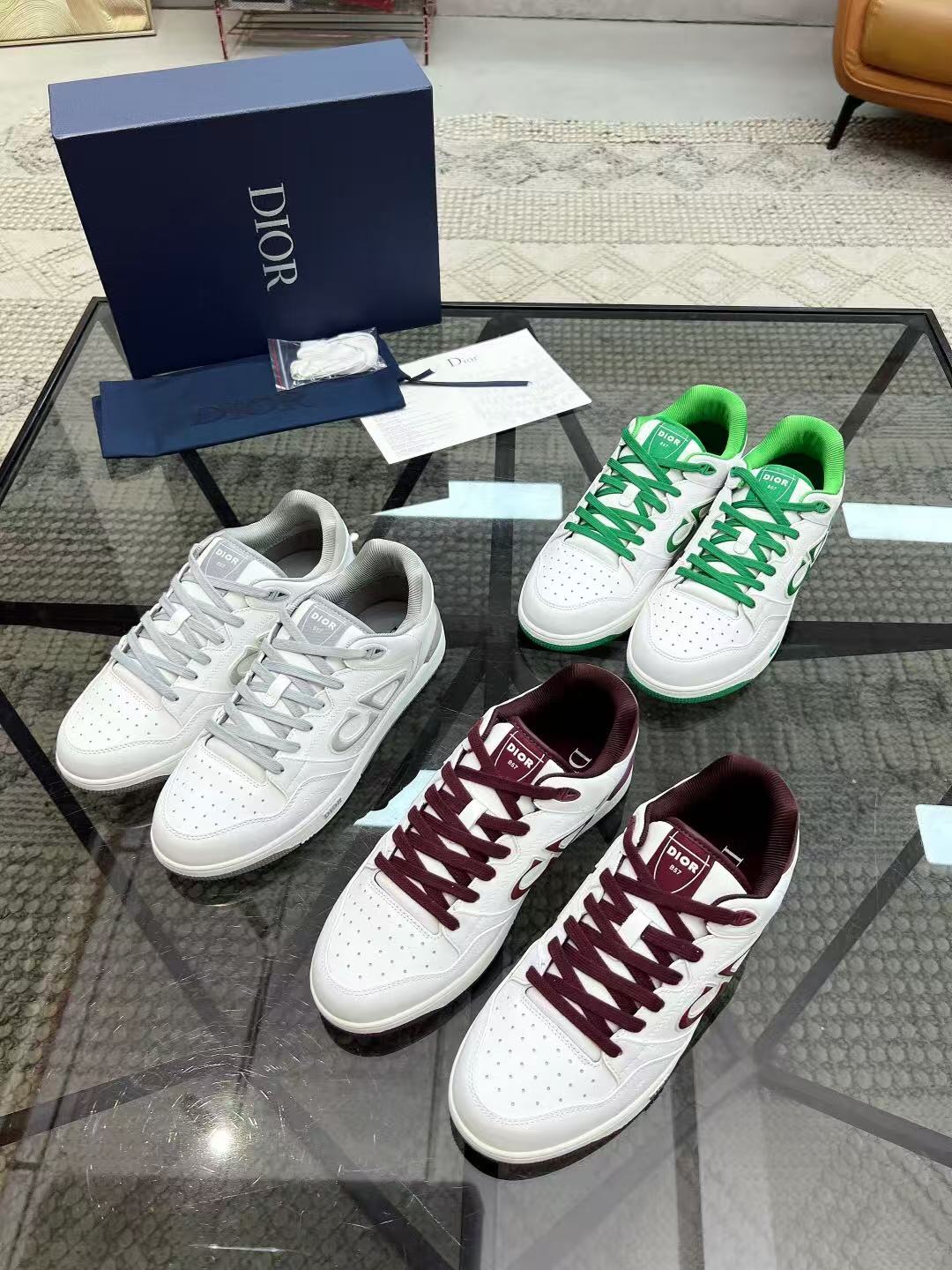 Dior new men's genuine leather fashionable versatile comfortable breathable low-top sneakers