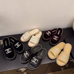 Chanel new ladies' fashion trend all-match genuine leather casual slippers
