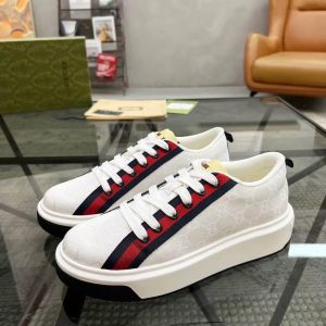 Gucci new men's fashionable versatile genuine leather printed fabric sports casual shoes