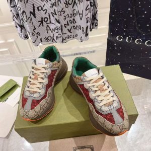 Gucci's new unisex popular genuine leather color matching thick sole high-end fashion classic versatile comfortable retro dad shoes