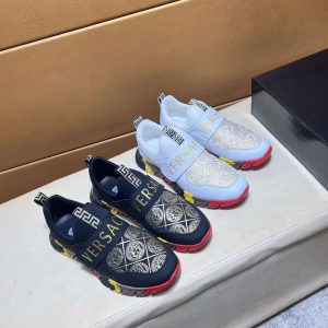 Versace new men's popular genuine leather rubber non-slip sole high-end fashion classic versatile comfortable four-season casual shoes