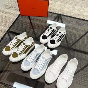 Zapatos deportivos casuales versátiles de lona y cuero de nueva tendencia de moda para hombres de Hermes