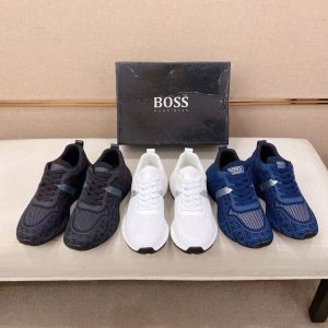 BOSS new men's popular genuine leather mesh high-end fashion classic versatile comfortable wear-resistant breathable casual sports shoes