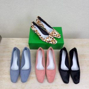 BV new fashion horse hair material smooth genuine leather outsole versatile single shoes