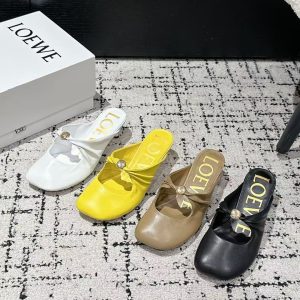 Loewe's new ladies' fashionable and versatile genuine leather comfortable ballet shoes