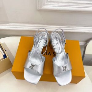 Louis Vuitton new women's fashionable versatile exquisite and elegant genuine leather silver high heels