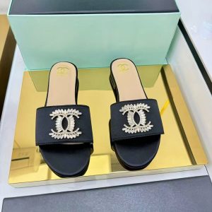 Chanel new women's trendy fashion genuine leather comfortable small square head flat sandals