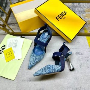 Fendi's new women's fashion high-end comfortable and versatile breathable genuine leather suede high heels