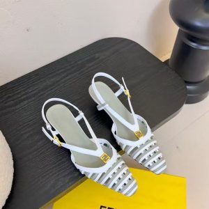 Fendi new women's trendy and fashionable all-match genuine leather mesh high-heeled sandals