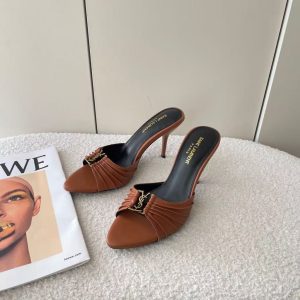 New Yves Saint Laurent women's fashionable and versatile comfortable genuine leather step-foot sheepskin high casual high heels