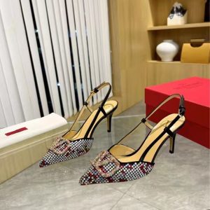 Valentino new women's fashionable and versatile exquisite and elegant genuine leather outsole casual high-heeled sandals