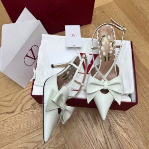 Valentino new women's fashionable and versatile exquisite and elegant genuine leather belt with bow casual high heels