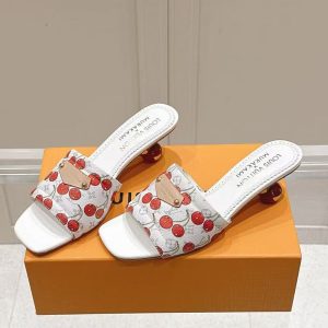 Louis Vuitton new women's fashionable versatile exquisite elegant genuine leather comfortable cherry high heels