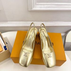 Louis Vuitton new ladies' fashionable and versatile exquisite and elegant genuine leather golden bright high heels