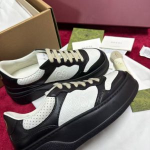 Gucci new men's and women's trendy leather fashion all-match original leather printed embossed casual shoes