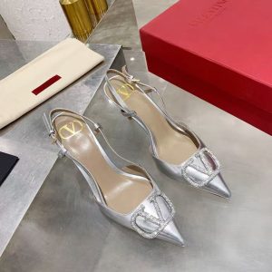 Valentino new women's trendy and fashionable all-match genuine leather diamond casual high heels