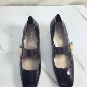 Dior new women's trendy and fashionable all-match genuine leather jacquard embroidered sheepskin lining embroidered high heels